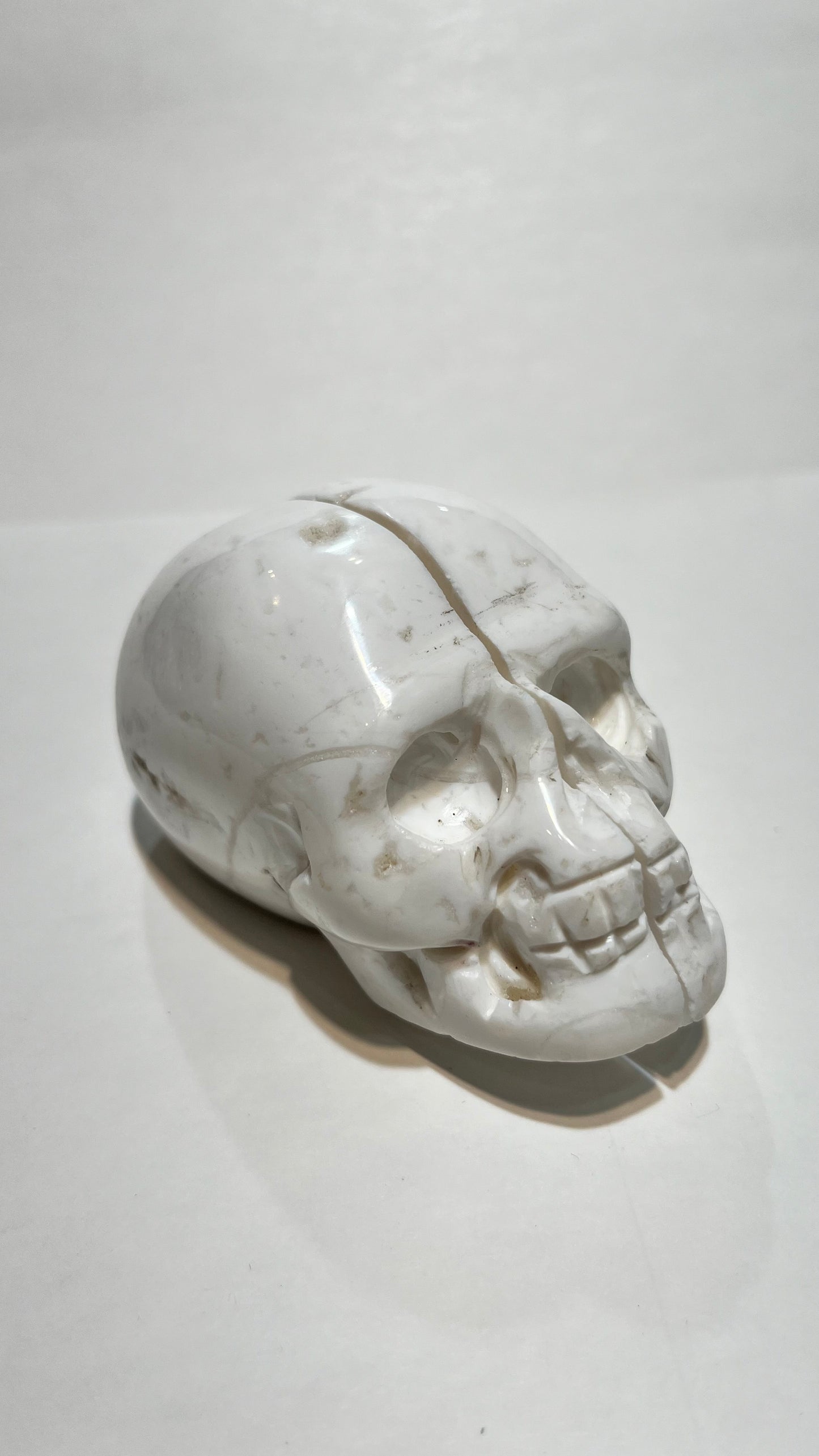 Chalcedony Druzy (Snow Druzy) Skull Carving