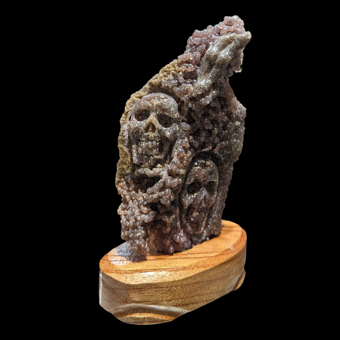 Grape Agate skull Carving