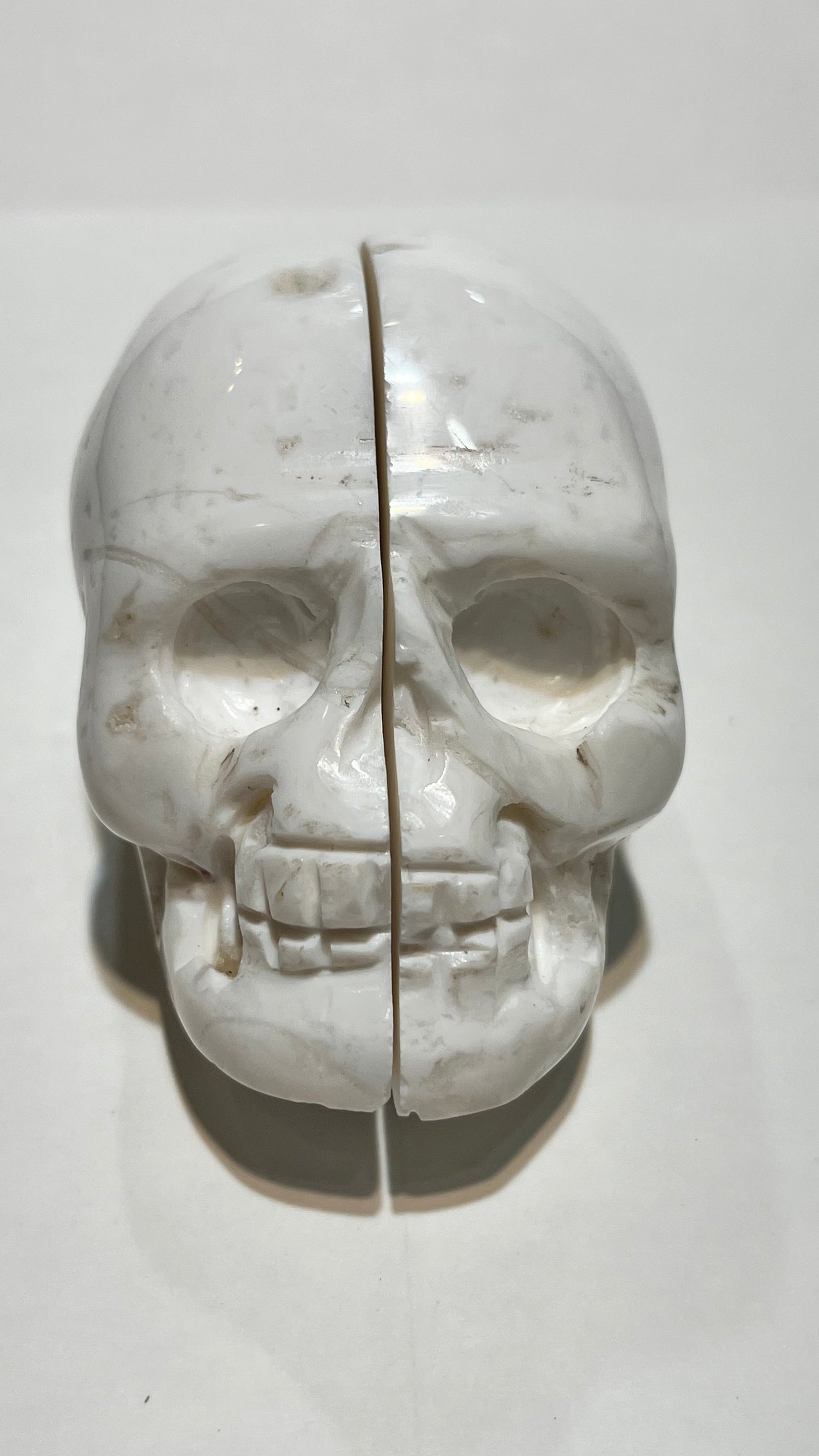 Chalcedony Druzy (Snow Druzy) Skull Carving