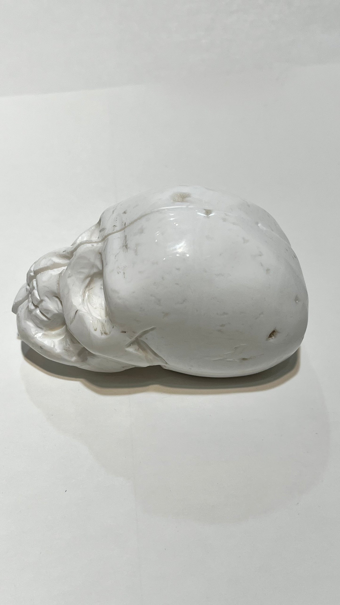 Chalcedony Druzy (Snow Druzy) Skull Carving