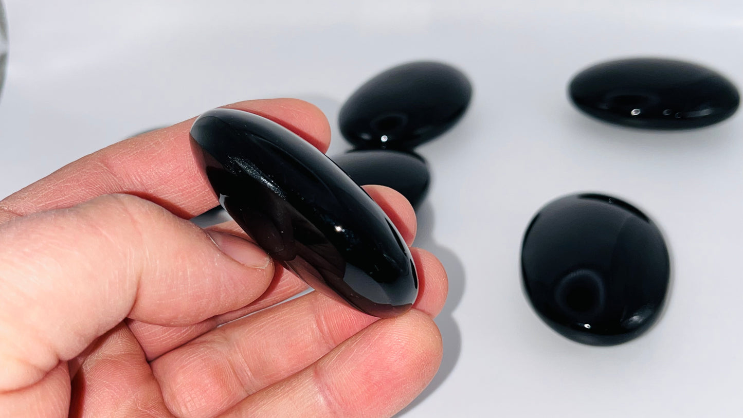 Black Obsidian palm stone