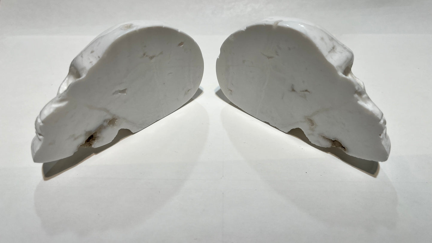 Chalcedony Druzy (Snow Druzy) Skull Carving