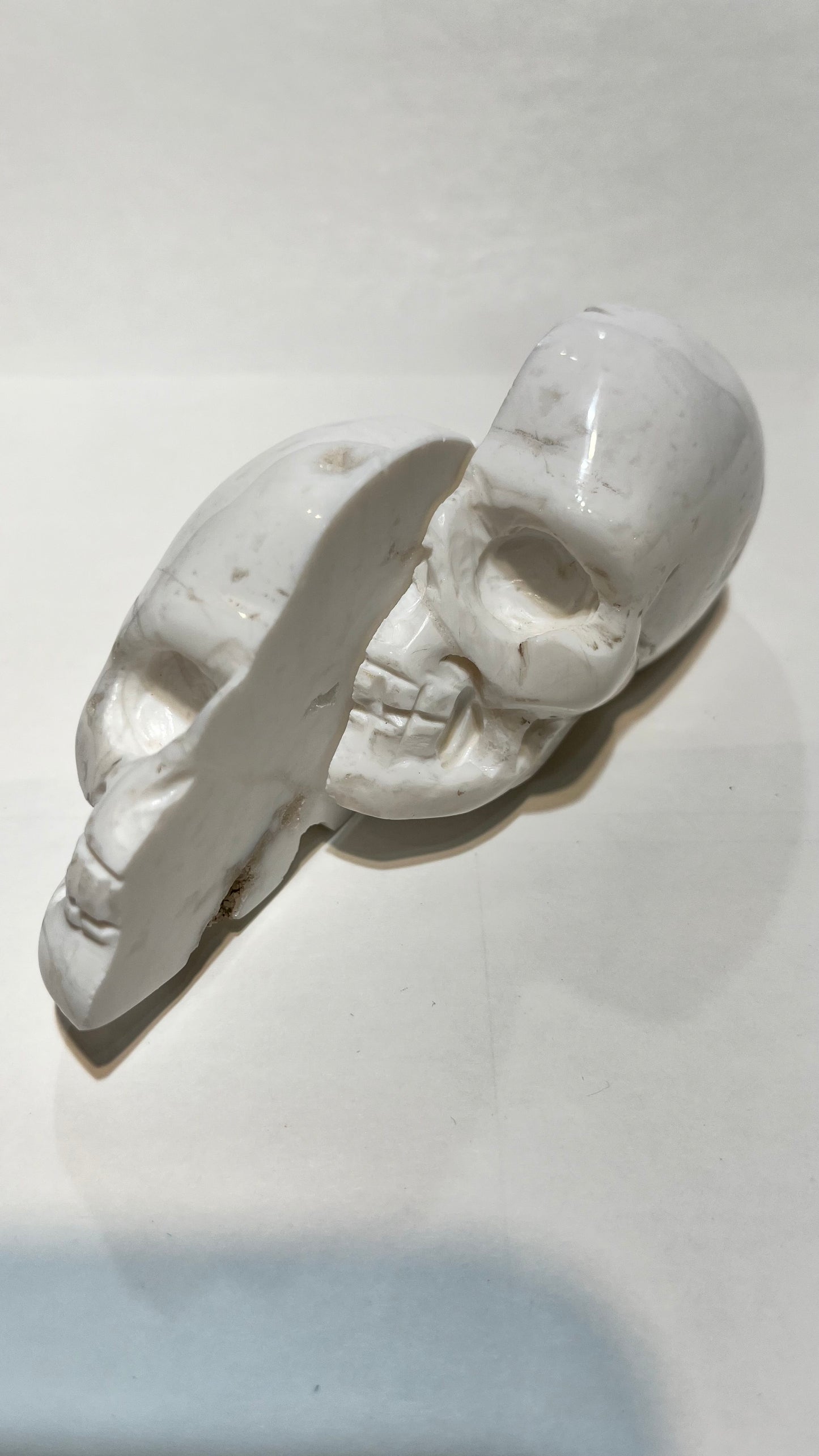 Chalcedony Druzy (Snow Druzy) Skull Carving