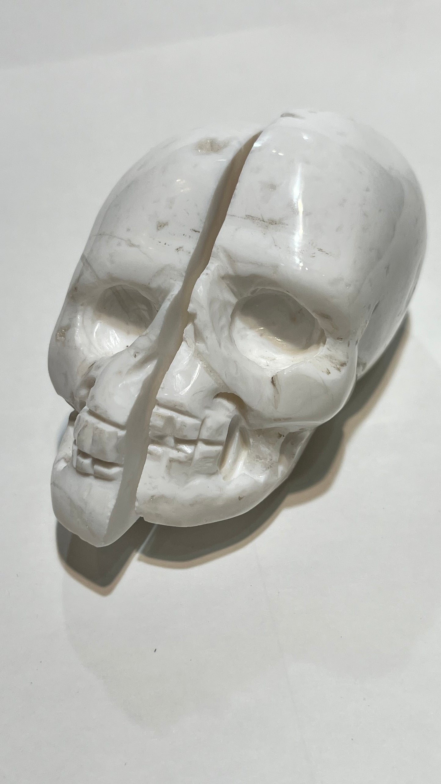 Chalcedony Druzy (Snow Druzy) Skull Carving