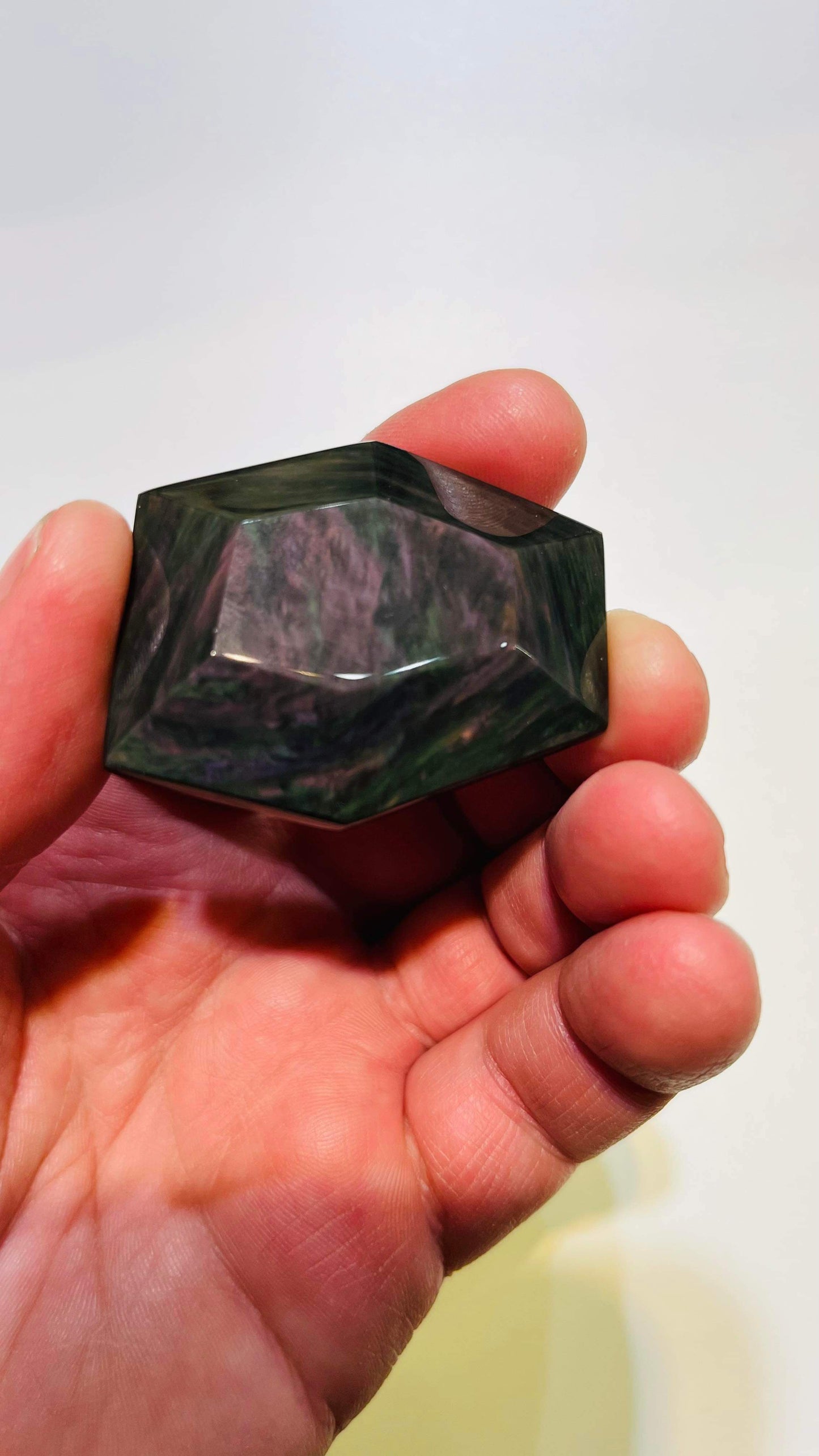 Octagon Rainbow & Velvet Obsidian, High Grade palm stone