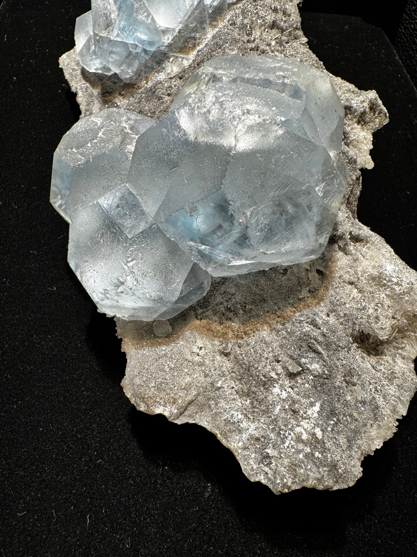 Blue Fluorite on Smokey Quartz