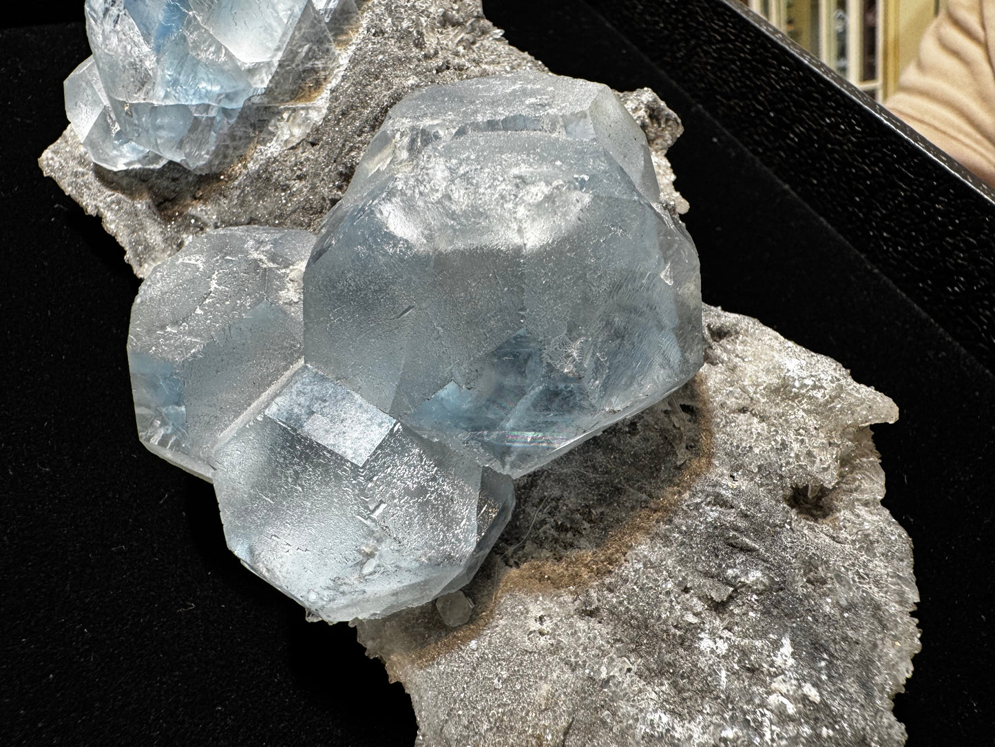 Blue Fluorite on Smokey Quartz