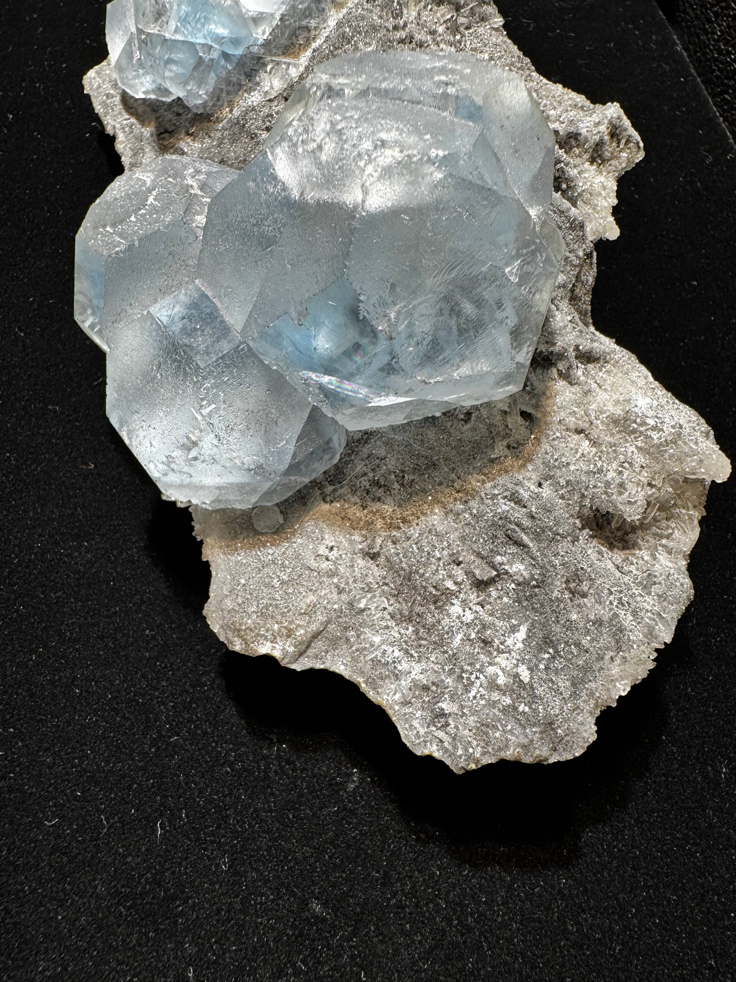 Blue Fluorite on Smokey Quartz
