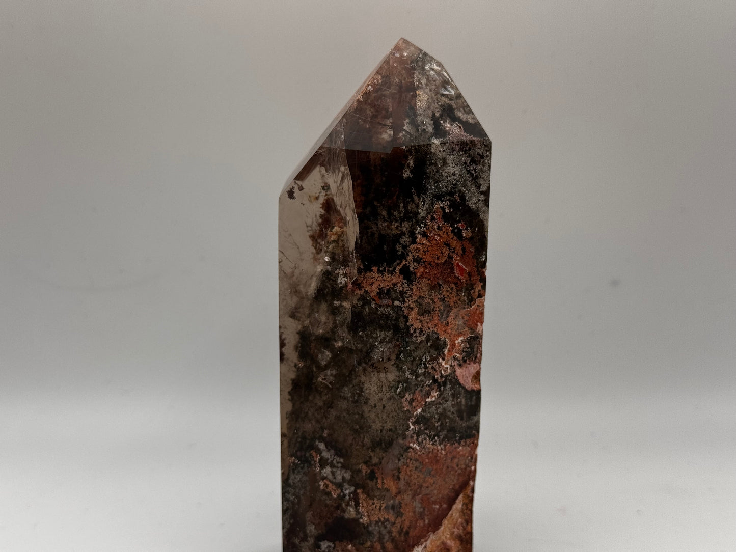 smokey quartz and moss agate Pillar