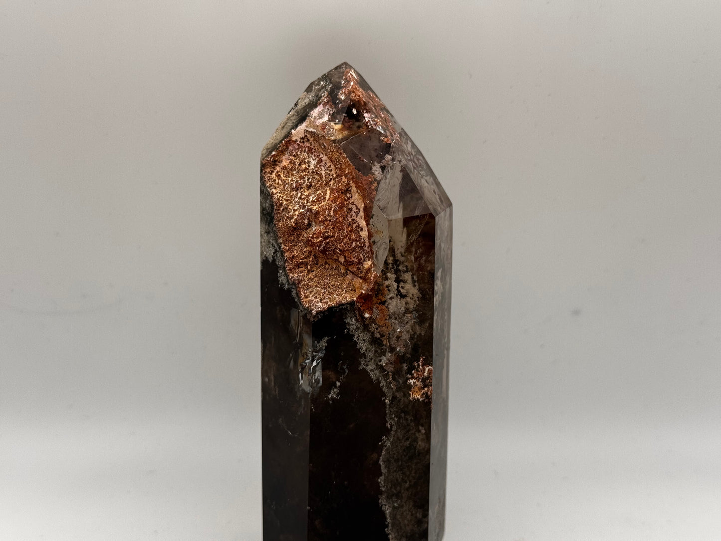 smokey quartz and moss agate Pillar