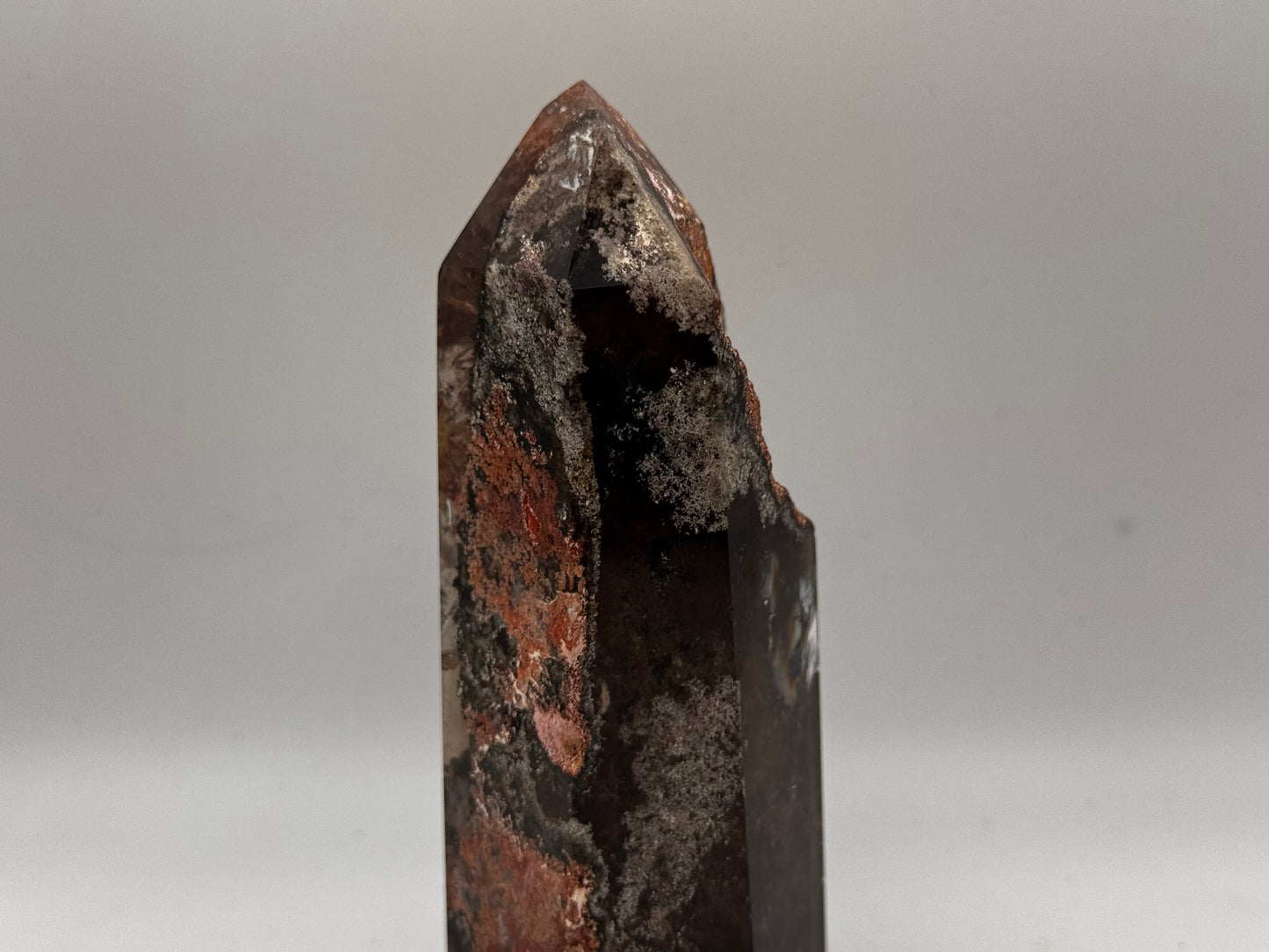 smokey quartz and moss agate Pillar