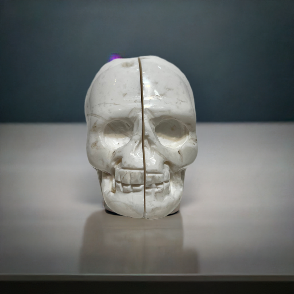 Chalcedony Druzy (Snow Druzy) Skull Carving