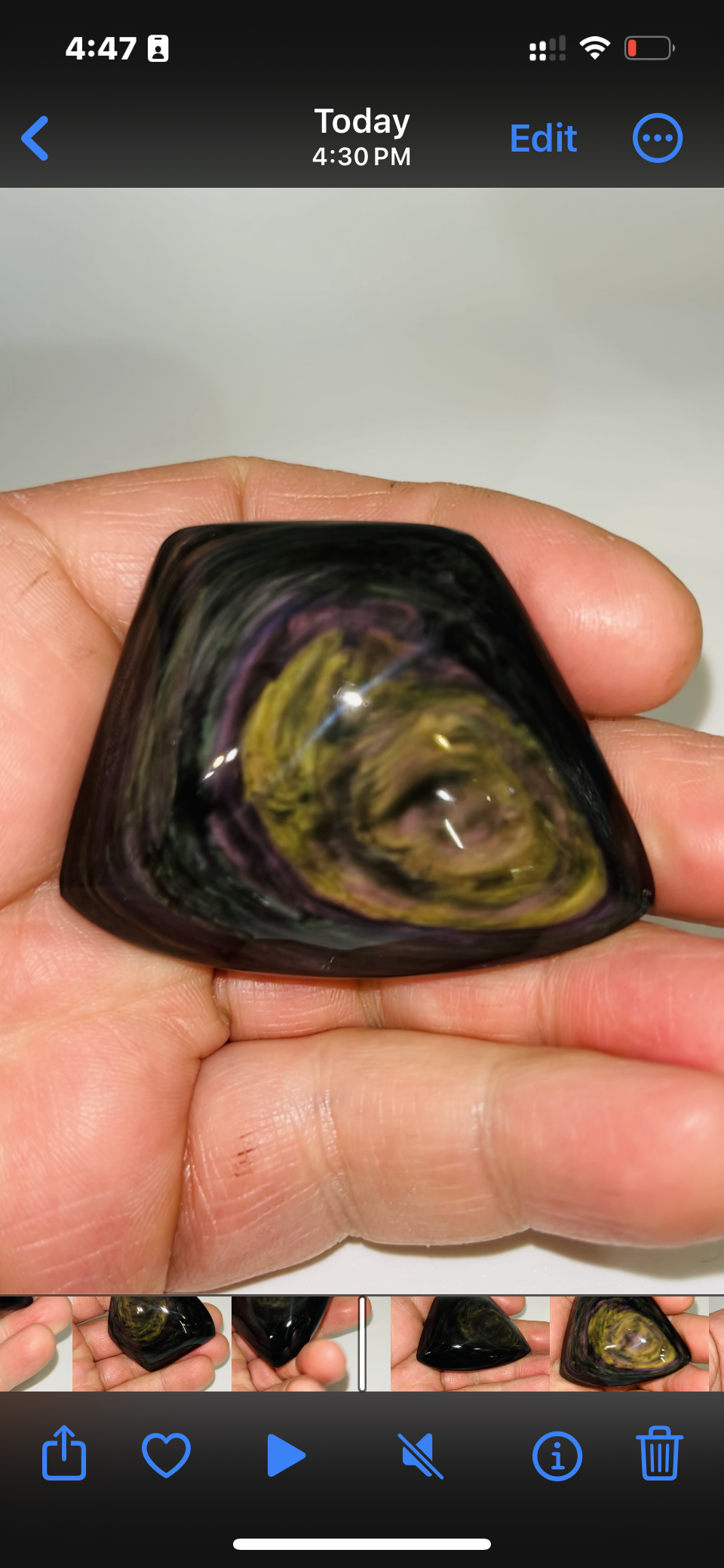 Rainbow Obsidian Palm Stone 36g medium