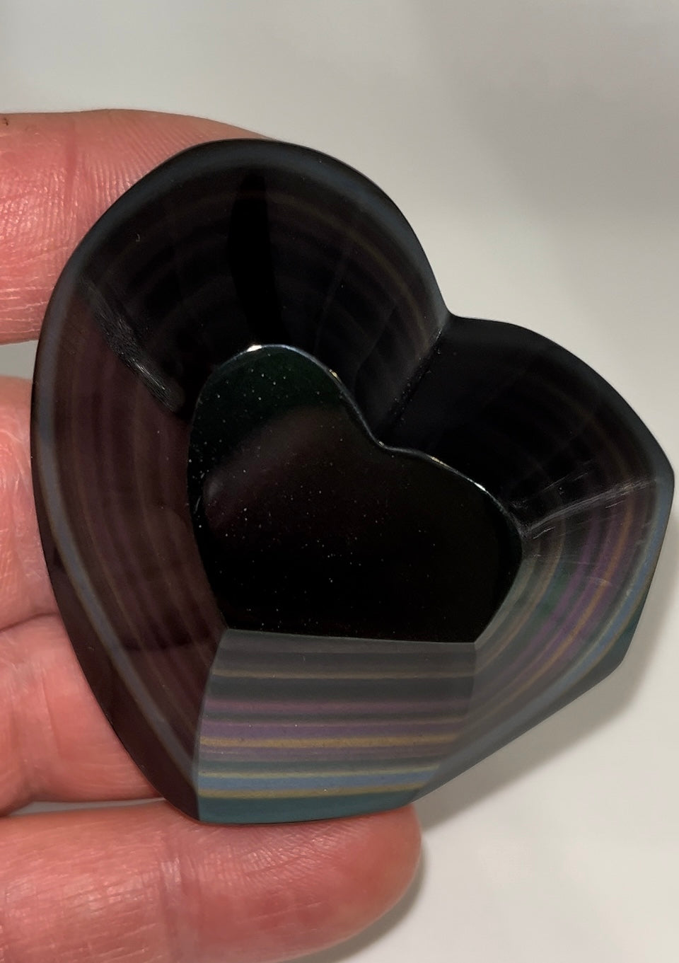 Rainbow Obsidian layers upon layers! 68 gram medium palm stone