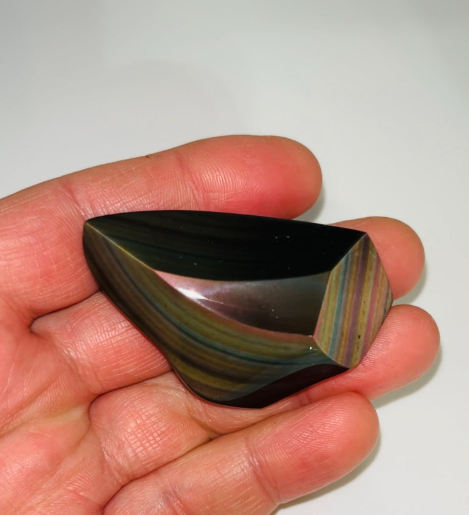 Rainbow Obsidian Palm Stone 36g medium