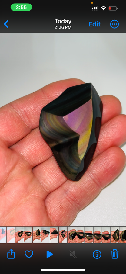 Rainbow Obsidian Palm Stone 36g medium