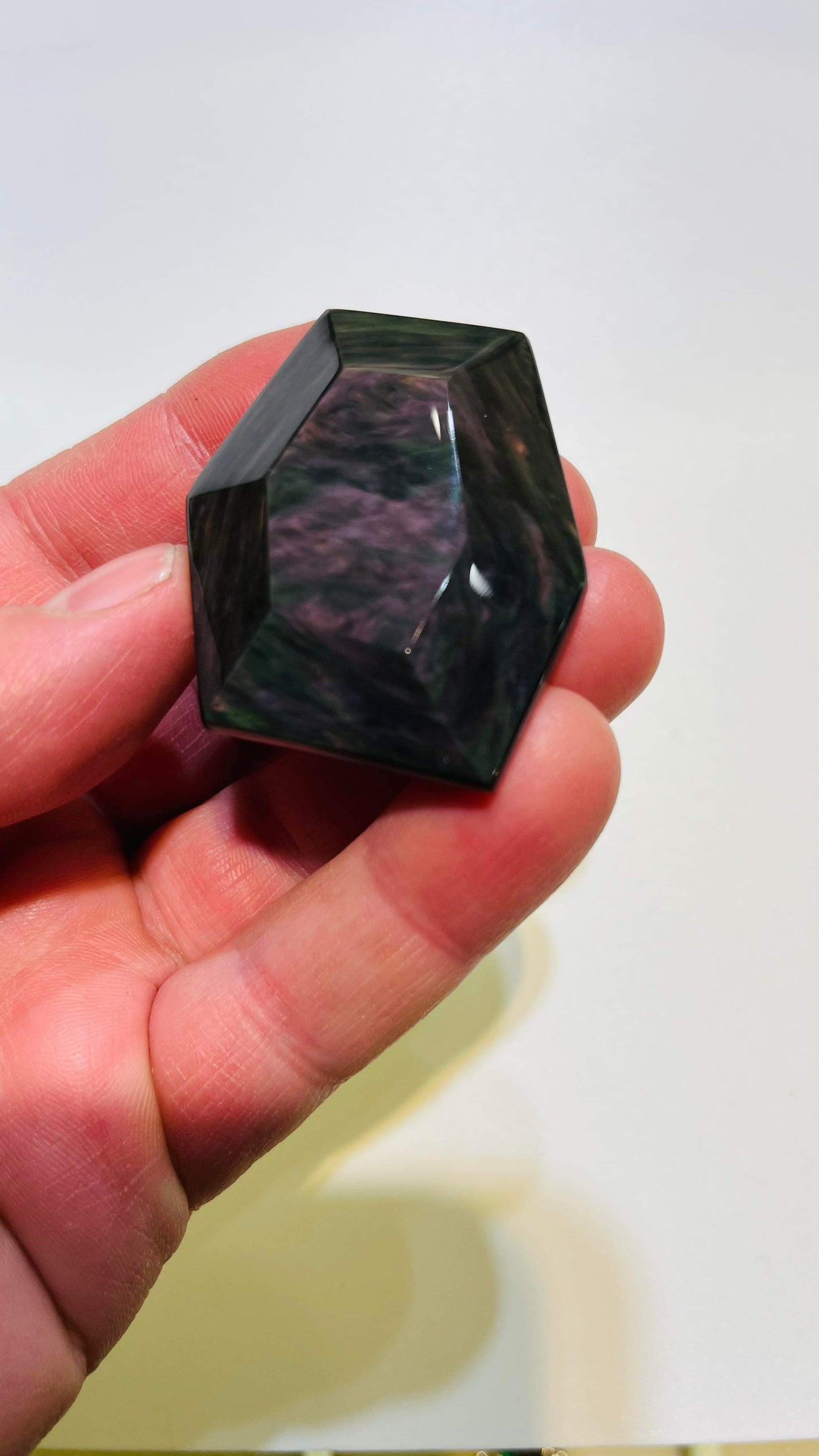 Octagon Rainbow & Velvet Obsidian, High Grade palm stone