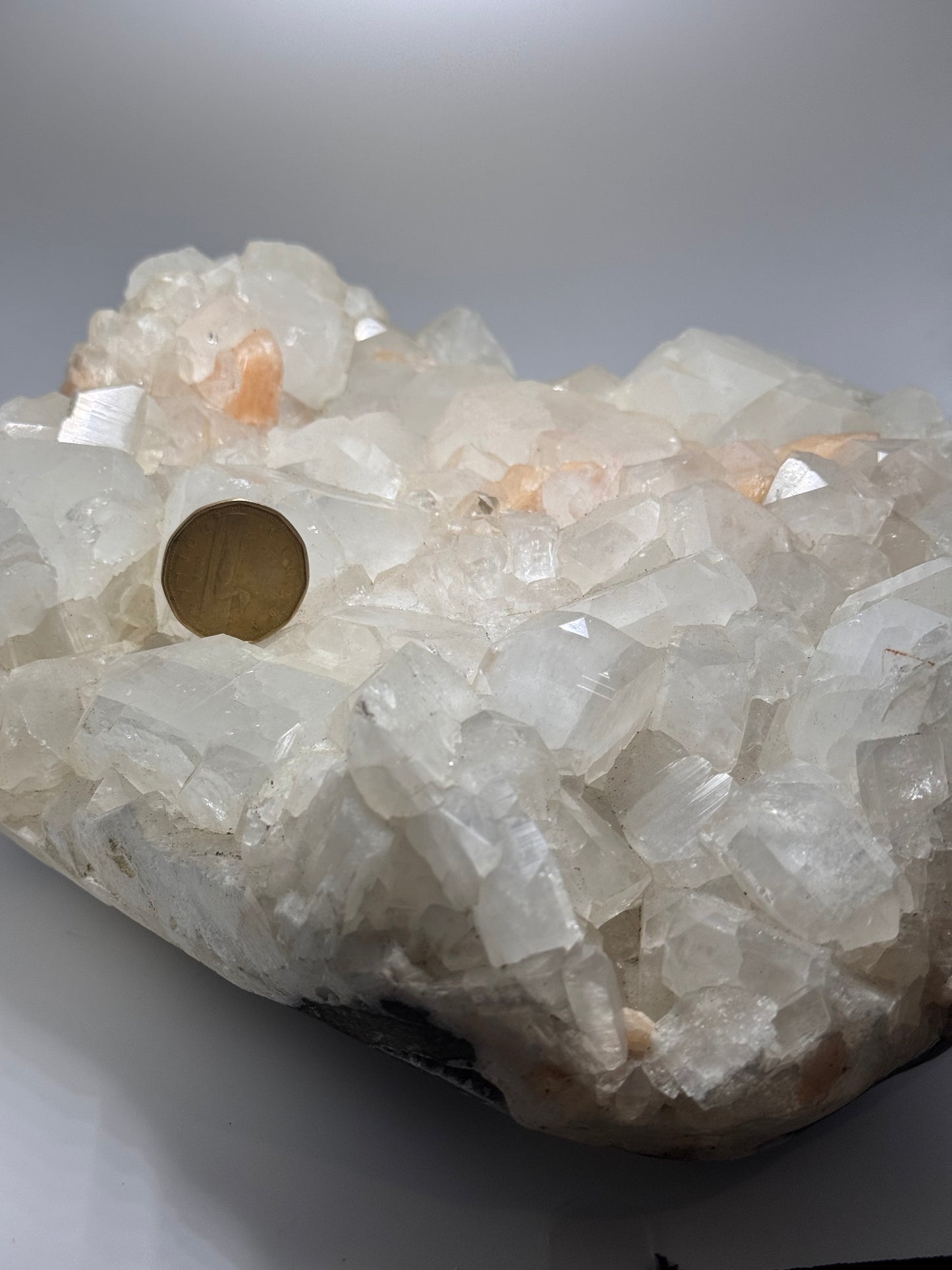 Large Apophyllite & Peach Calcite