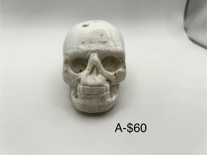 Chalcedony Druzy (Snow Druzy) Skull Carving