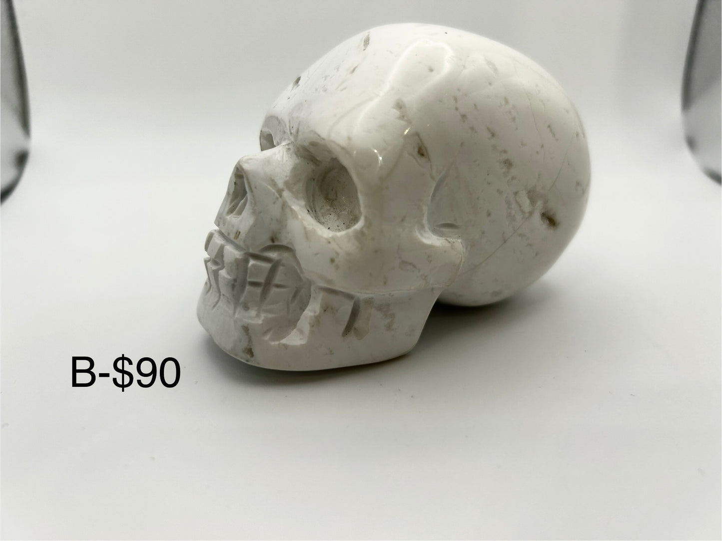 Chalcedony Druzy (Snow Druzy) Skull Carving