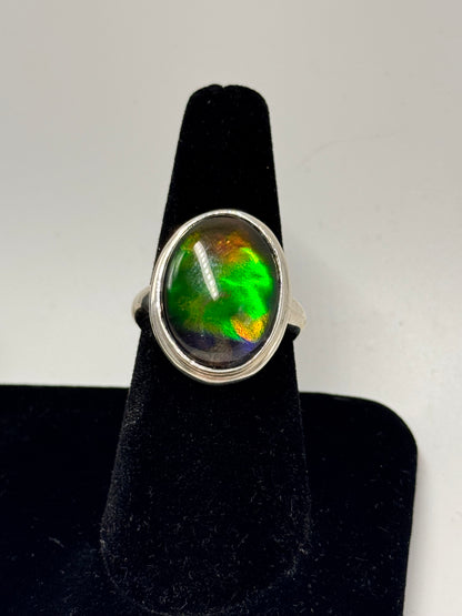 rainbow ammolite ring