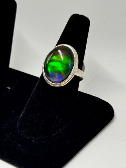 rainbow ammolite ring