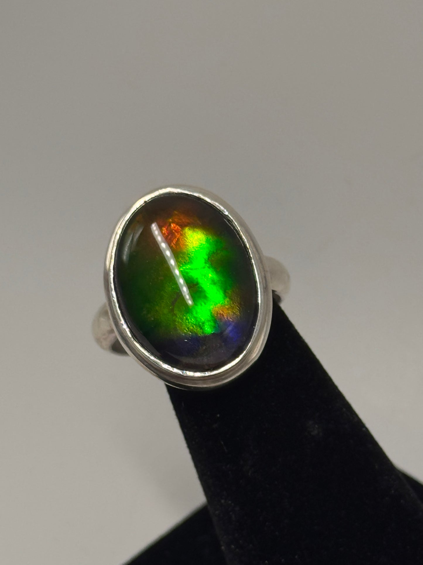 rainbow ammolite ring