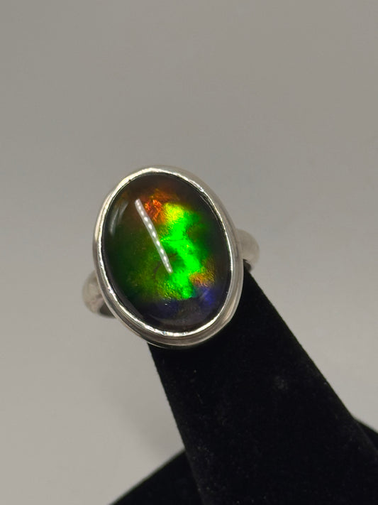 rainbow ammolite ring