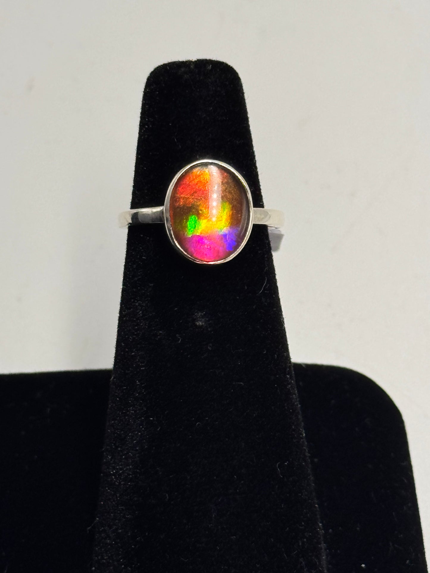 pink ammolite ring