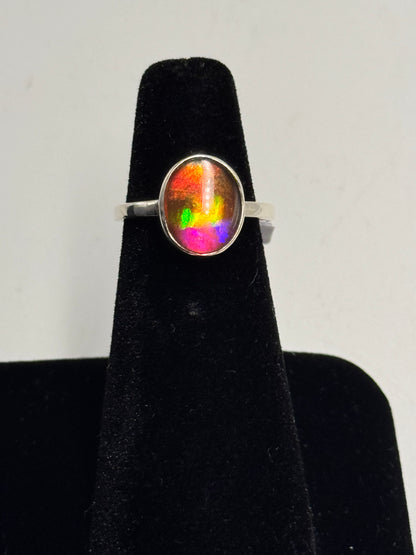 pink ammolite ring