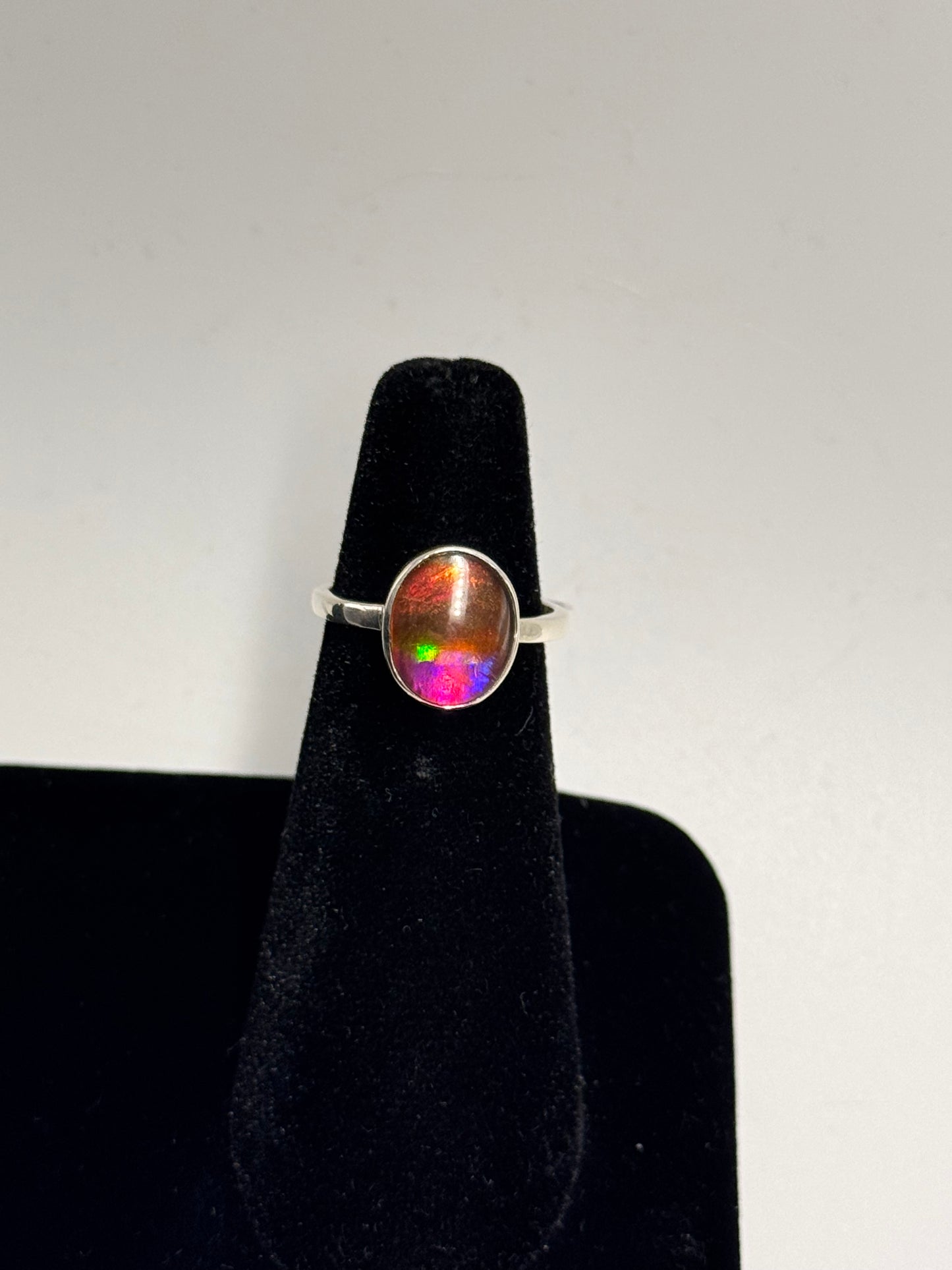 pink ammolite ring