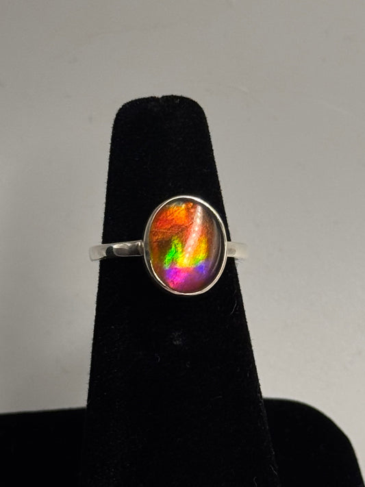 pink ammolite ring