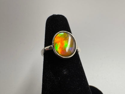 pink ammolite ring