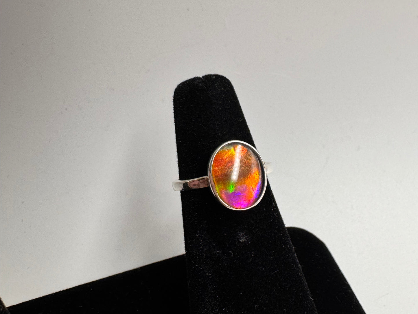 pink ammolite ring