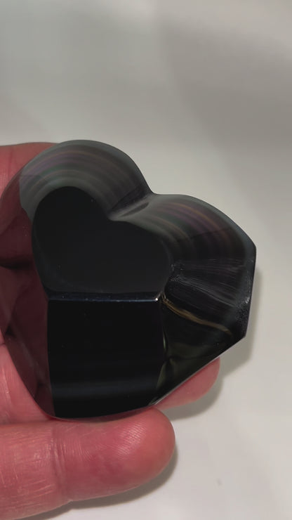 Rainbow Obsidian layers upon layers! 68 gram medium palm stone