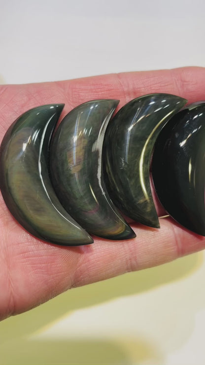 Rainbow Obsidian, Moon Shaped Cabochon