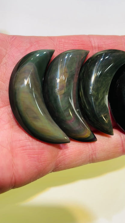 Rainbow Obsidian, Moon Shaped Cabochon