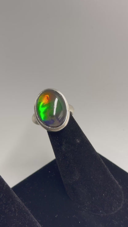 rainbow ammolite ring